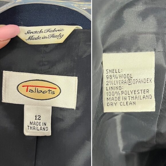 Talbots Navy Blue Wool One Button Blazer Jacket Size 12 - Picture 10 of 10
